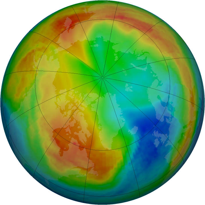 Arctic ozone map for 13 January 2003